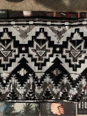 Express Black and Silver Sequin Mini Skirt